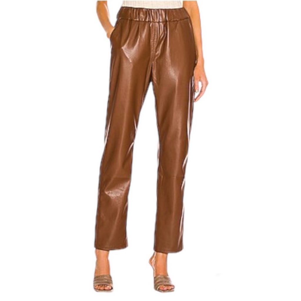 Anine Bing Colton Faux Leather Track Pants